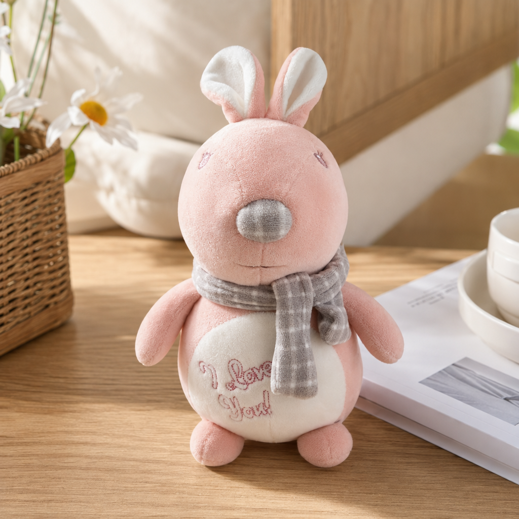 Muñeca de peluche de conejo rosa linda muñeca de paño de peluche regalo para novia details Picture