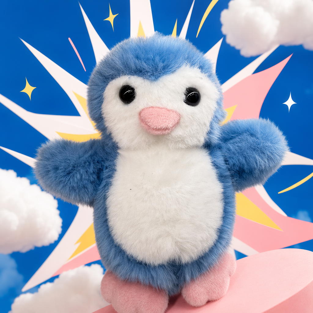 Blue penguin plush toys, cute throw pillows, children's soothing dolls, home decoration Specification image
