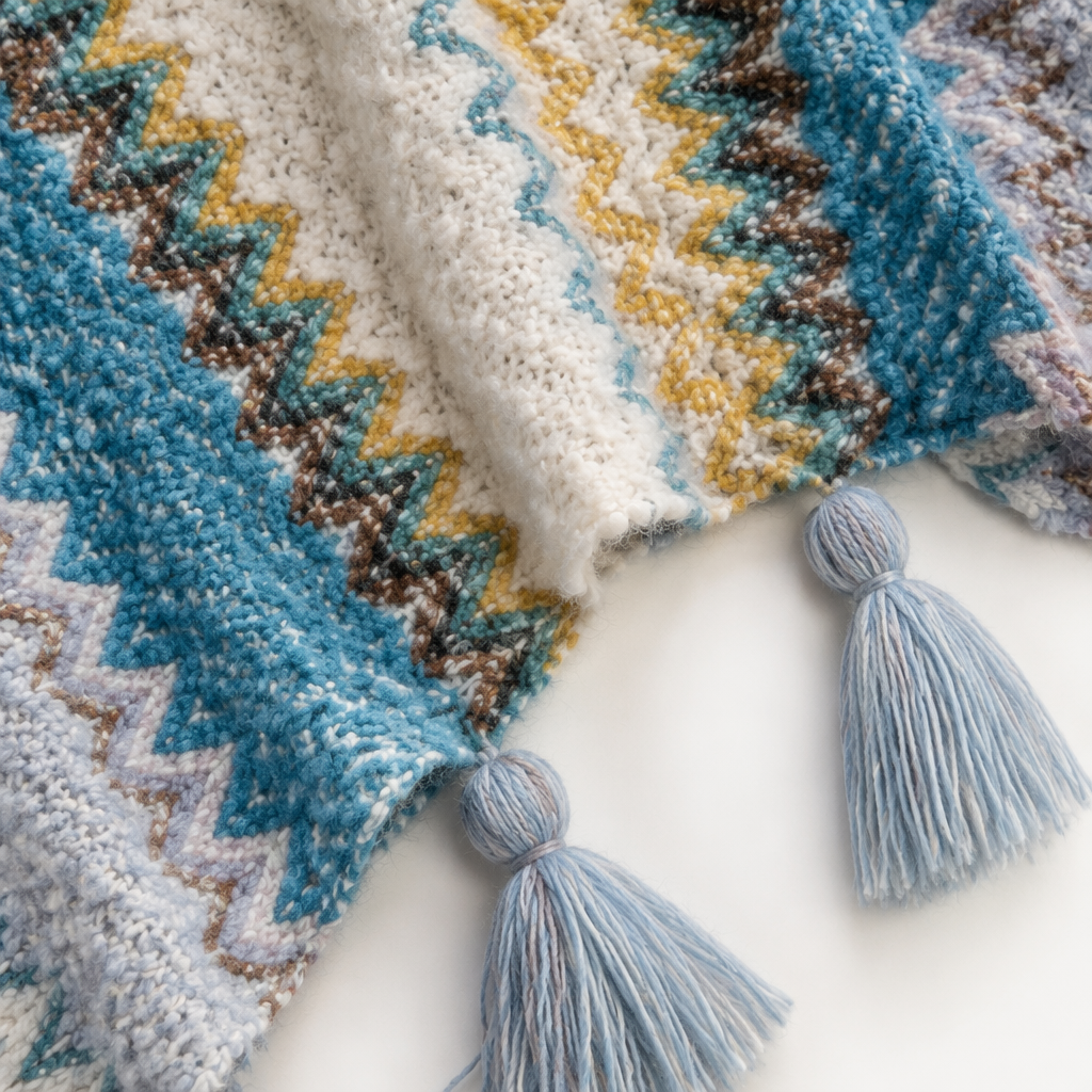 Colorful striped tassel shawl, a thin and versatile fashionable scarf for women in spring and summer Application Scenario
