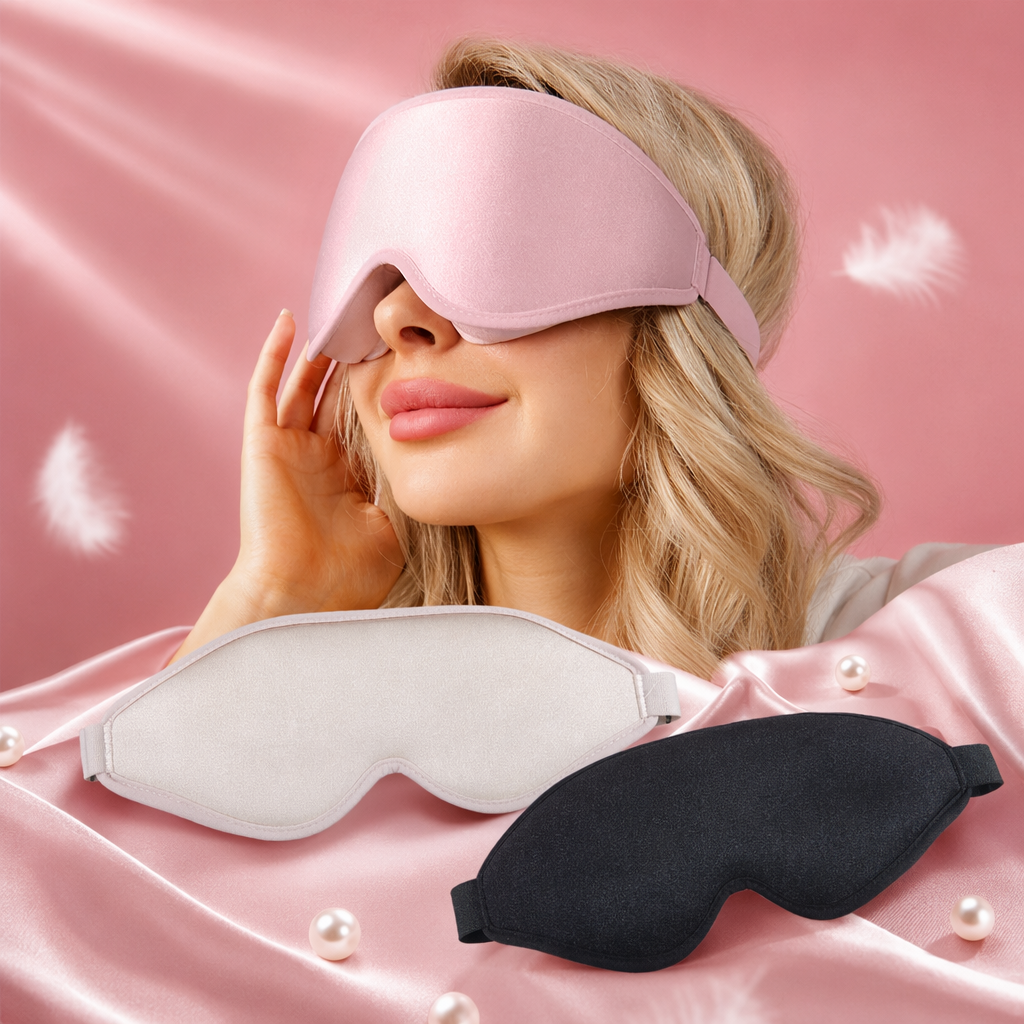 Light pink and black two-color velvet blackout sleep eye mask Specification image