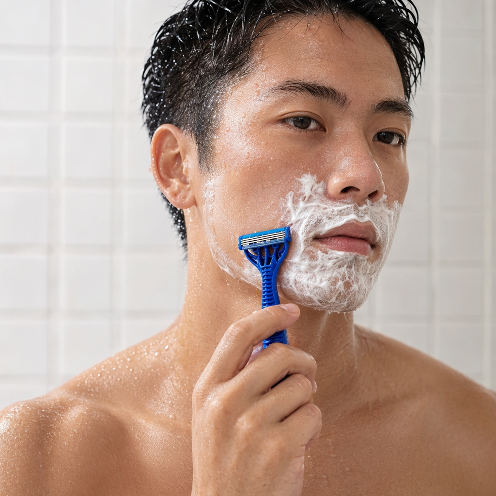Blue metal body shaver for men's home use, silent and comfortable veneer details Picture