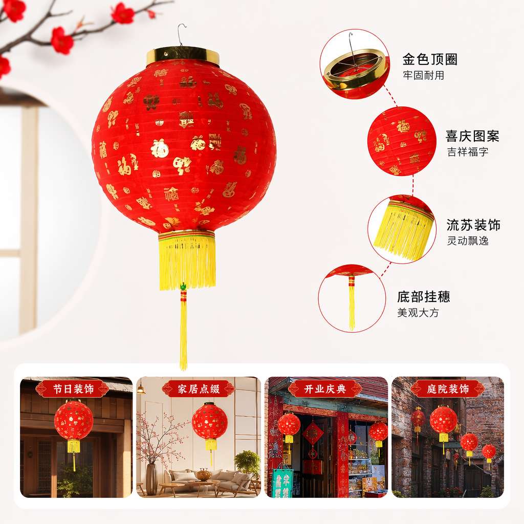 Red lanterns, Chinese-style hanging decorations, festival decorations, home festive atmosphere lights