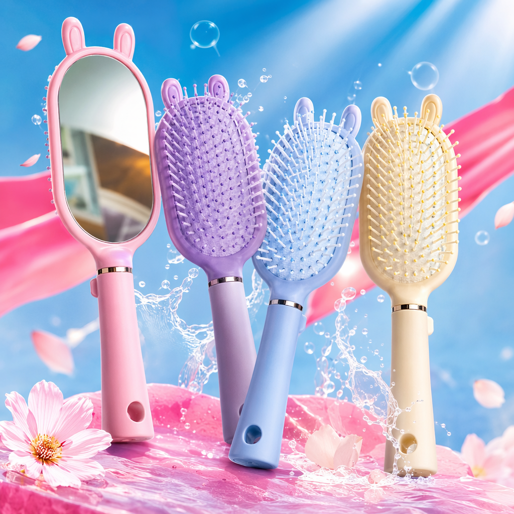 Color conejo orejas estilo peine combo dulce cute girl wind portátil herramienta de peinado Specification image