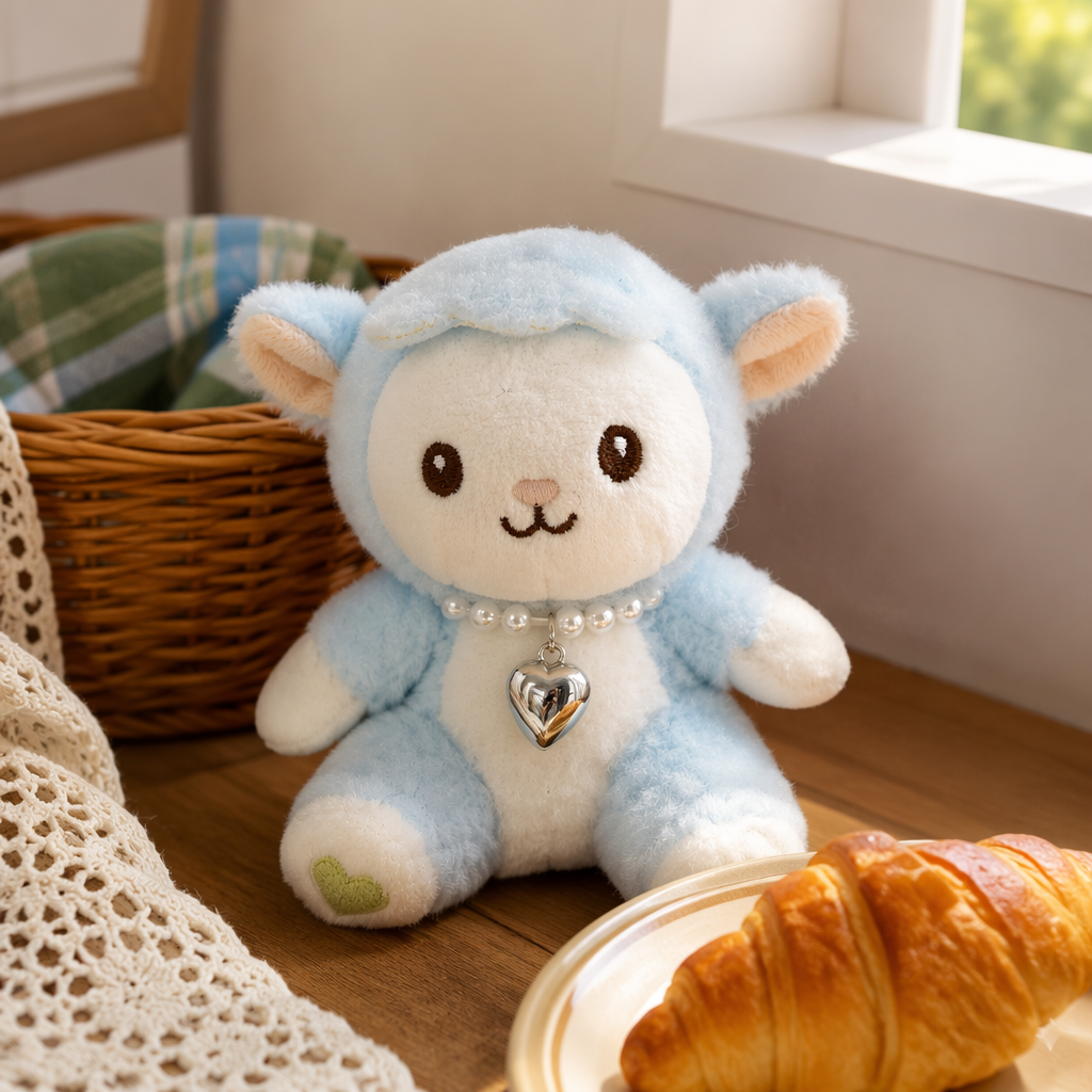Azul claro peluche oveja muñeca cute holder peluche juguete para niños regalo details Picture