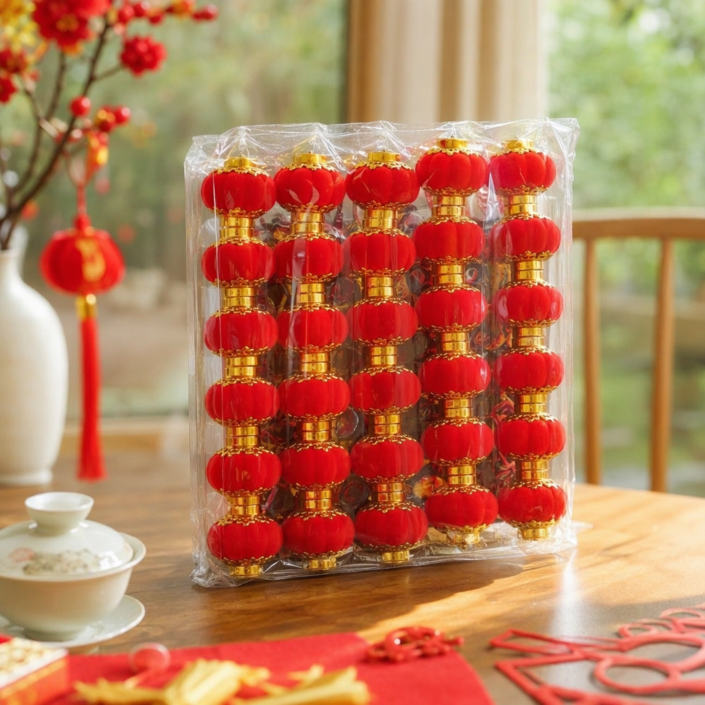 Red lantern decorations, festive home hanging ornaments, living room entrance hall, Spring Festival and Lantern Festival decor details Picture