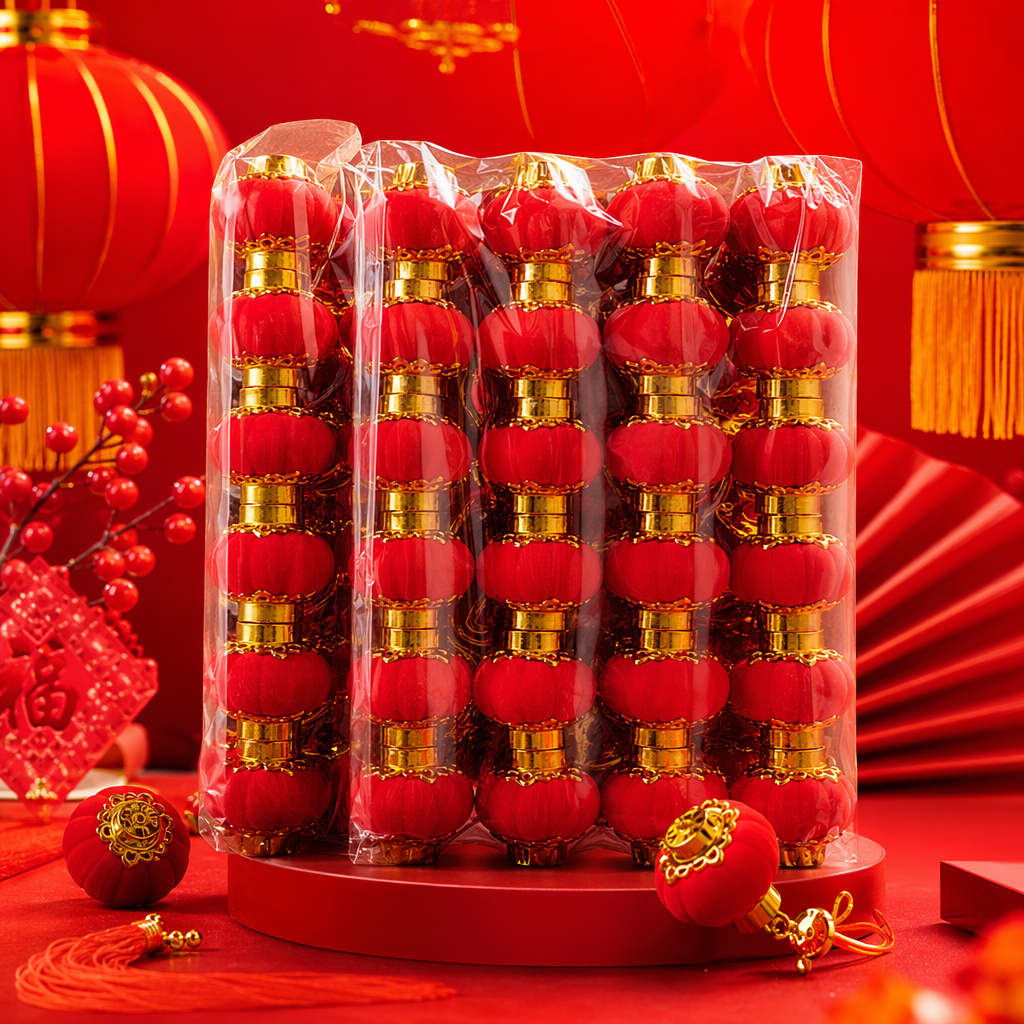 Red lantern decorations, festive home hanging ornaments, living room entrance hall, Spring Festival and Lantern Festival decor Specification image