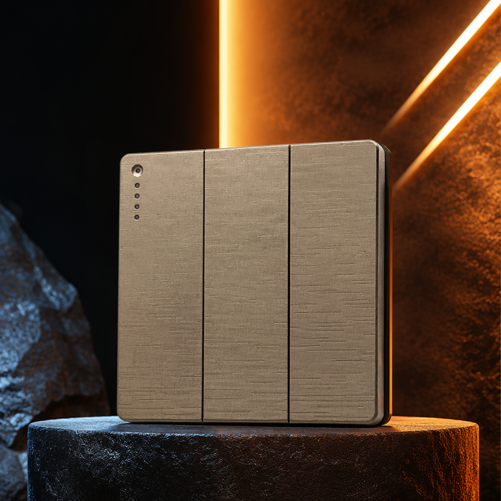 M1 oro/gris tri-apertura interruptor de pared de control único 86 tipo oficina casera zócalo de pared universal especial para exportación Specification image