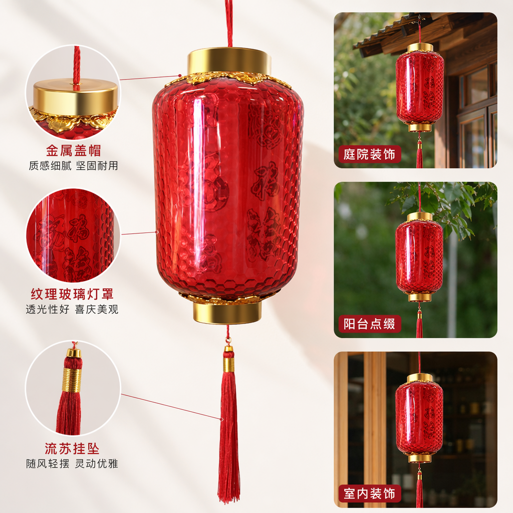 Red lanterns, Chinese-style hanging decorations, festival decorations, home festive atmosphere lights