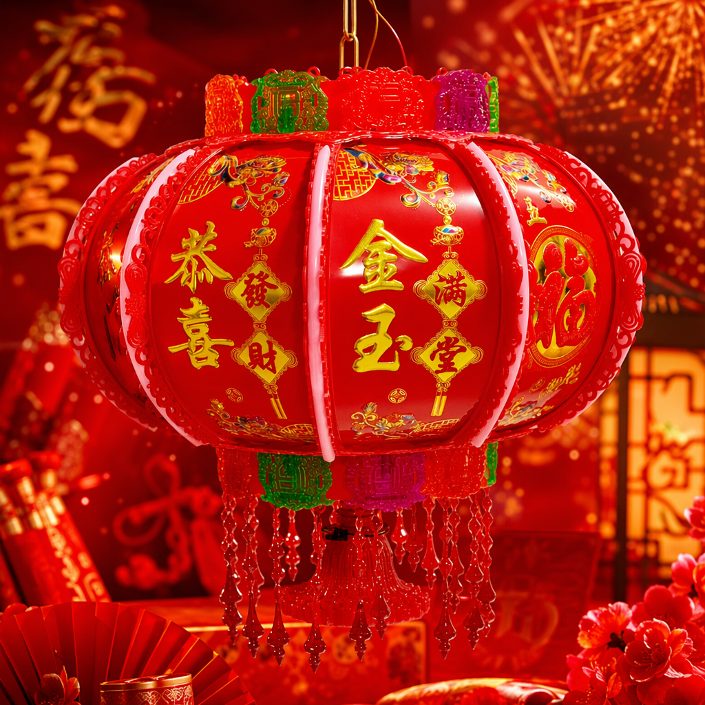 Red lantern made of aluminum alloy, foldable and portable, festival celebration decorative hanging lamp Specification image