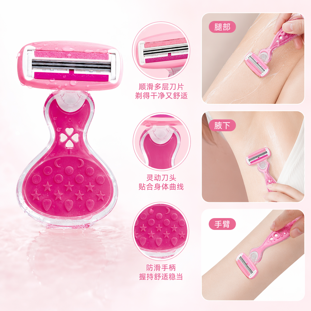 Pink electric shaver for men, full-body washable portable rechargeable