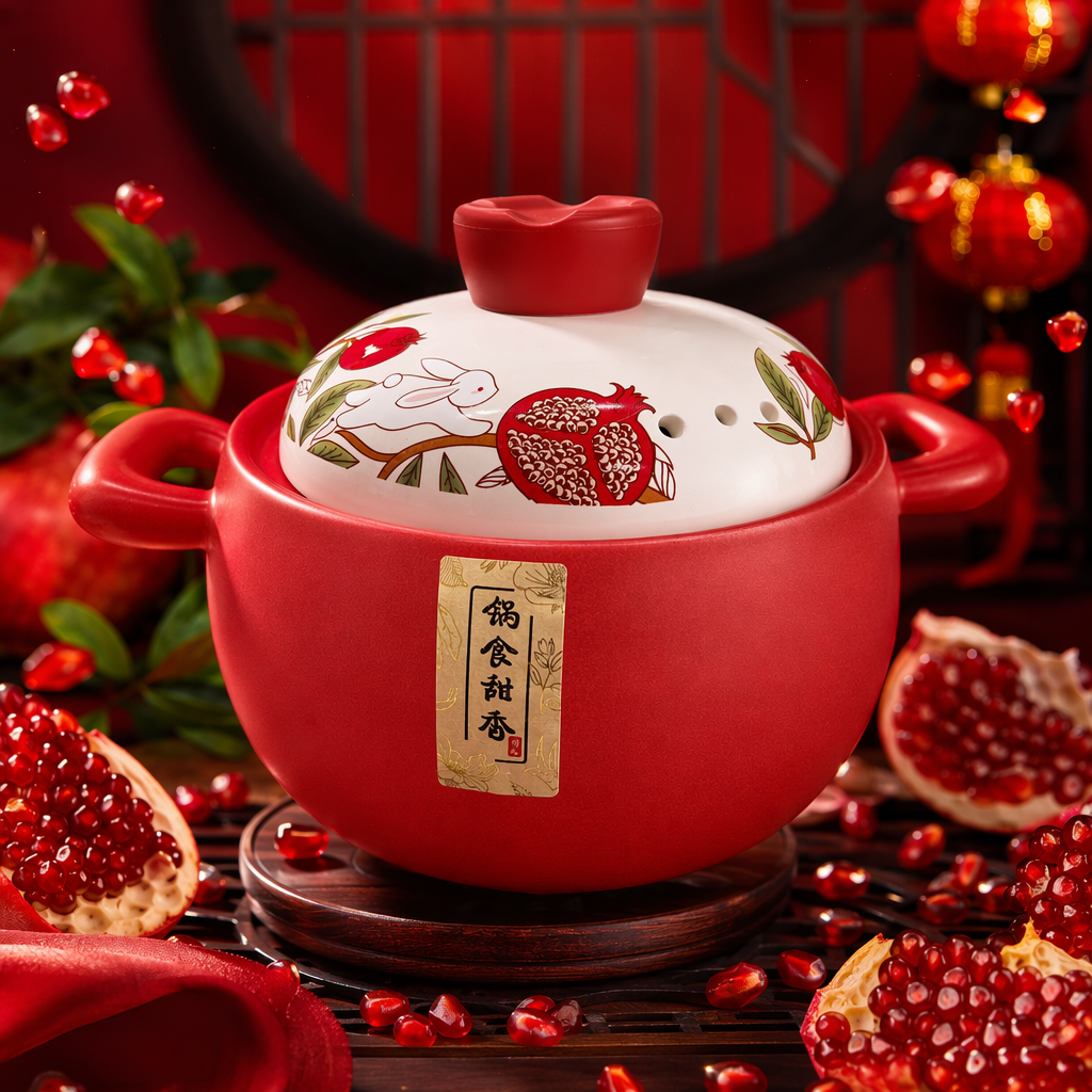 The red clay pot is a household ceramic soup pot and stew pot that can withstand high temperatures and prevent scalding Specification image