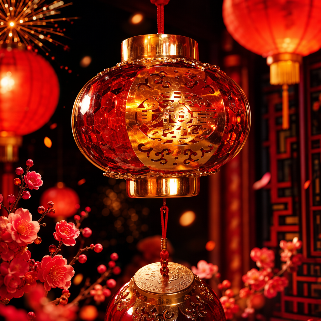 Red hollowed-out "Fu" character lantern, a Chinese-style Spring Festival decorative hanging item for home living room entrance hall Specification image