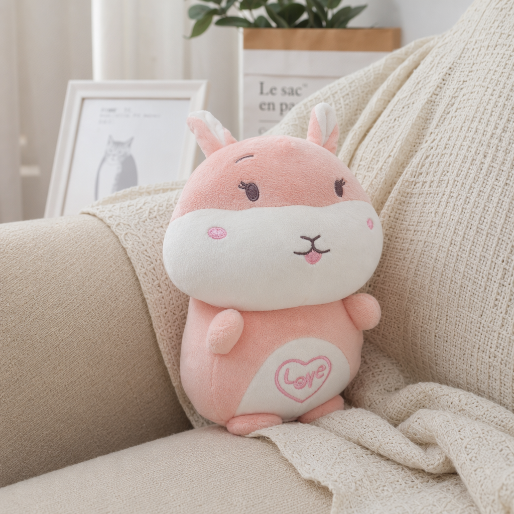 Pink plush toys, cute cartoon throw pillows, plush figurines, plush dolls details Picture