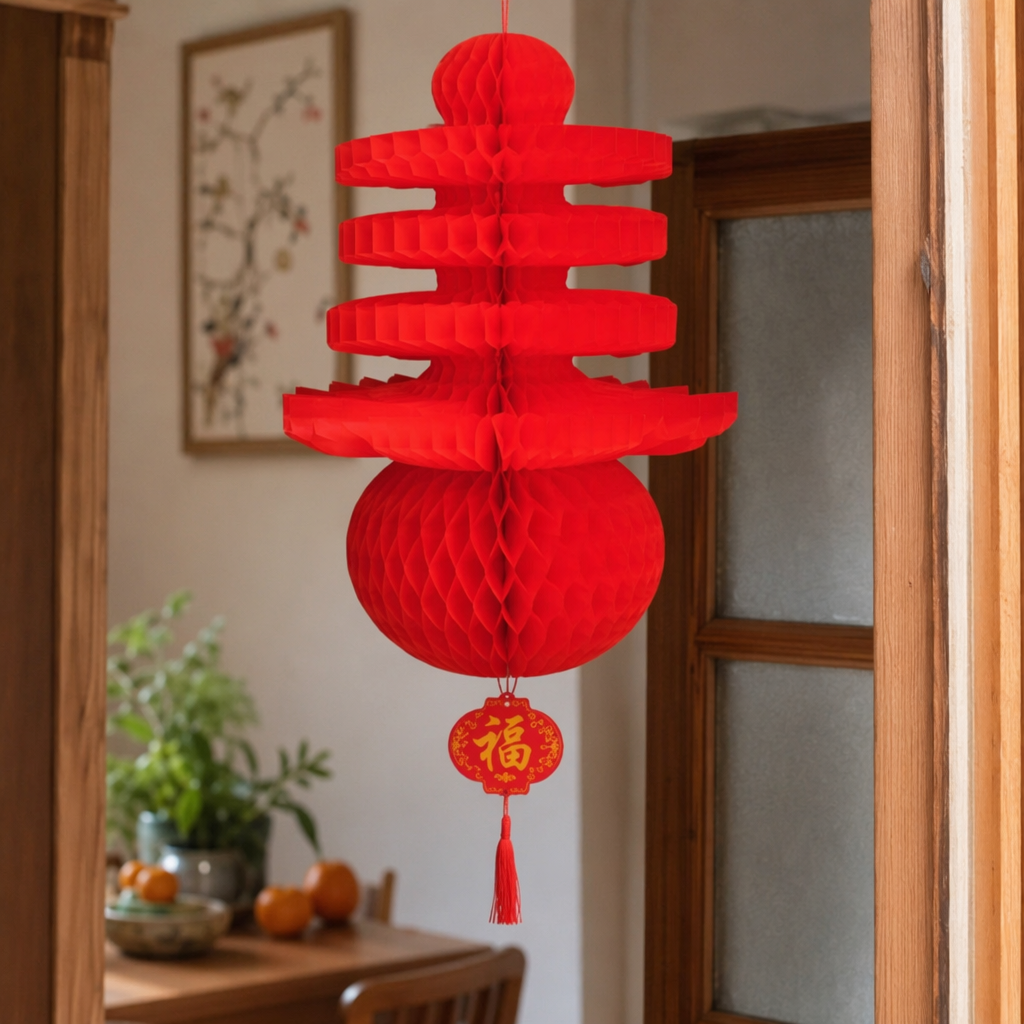 Red Spring character lantern, New Year and Spring Festival decorative pendant, festive home atmosphere light details Picture
