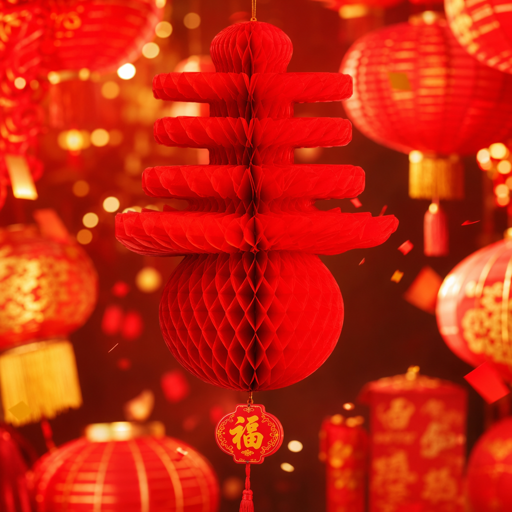 Red Spring character lantern, New Year and Spring Festival decorative pendant, festive home atmosphere light Specification image