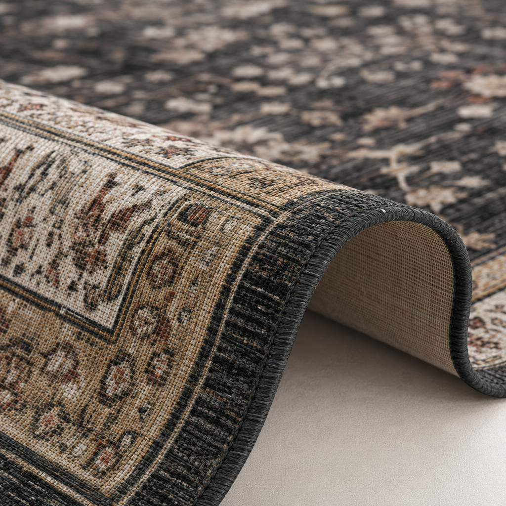 Dark floral pattern carpet for living room and bedroom decoration floor MATS is anti-slip and wear-resistant Application Scenario