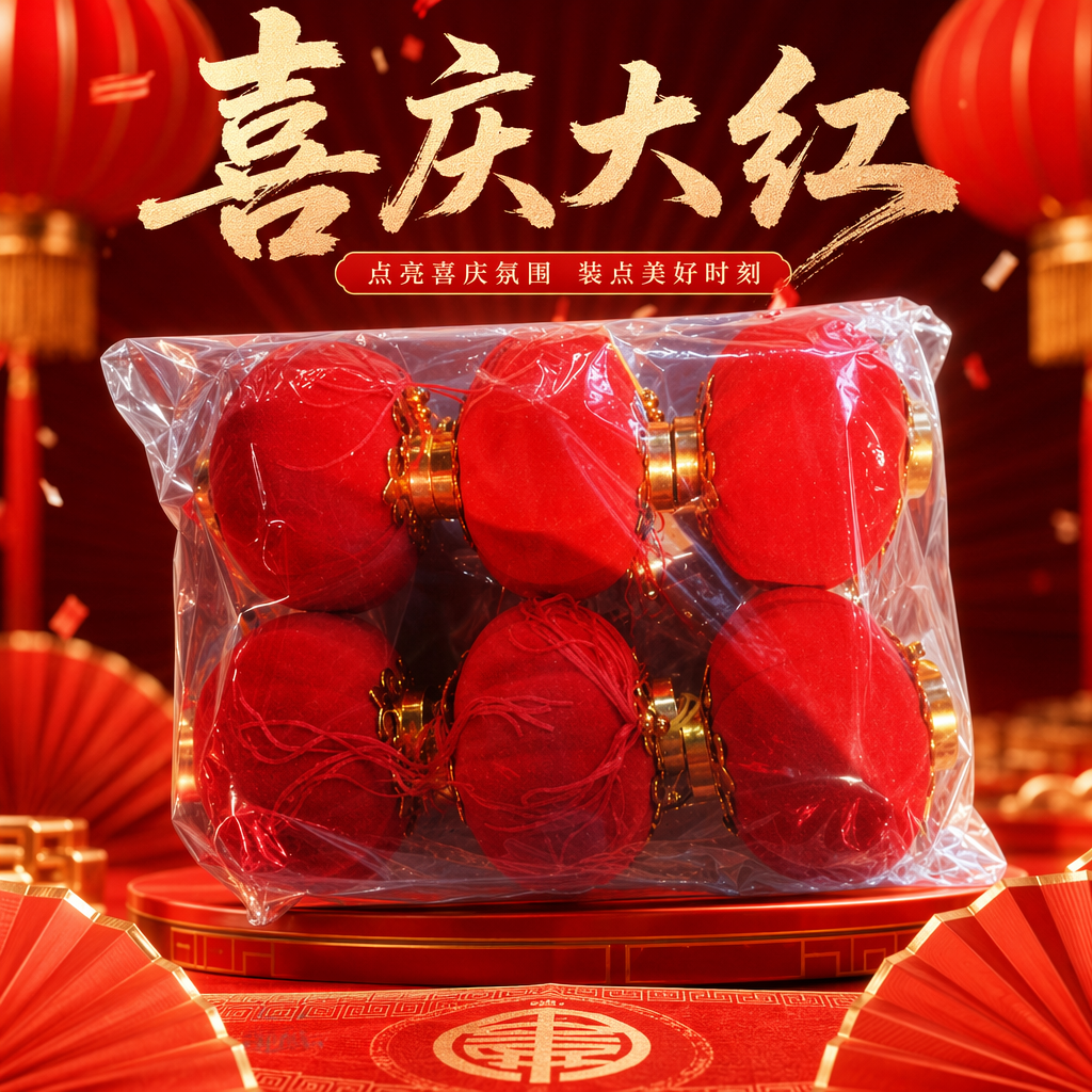 Red lanterns, Chinese-style hanging decorations, living room and courtyard decorative light strings, festival atmosphere lights Specification image