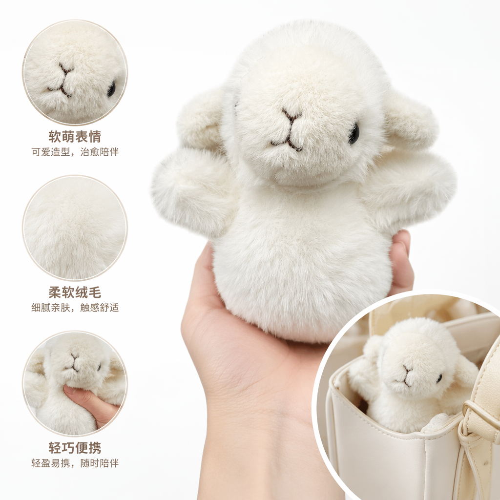White plush toys, cute pet plush figurines, home decoration plush dolls