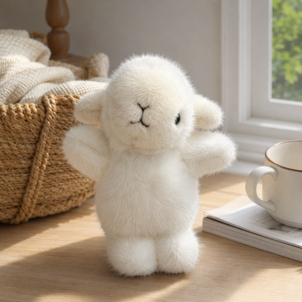 White plush toys, cute pet plush figurines, home decoration plush dolls details Picture