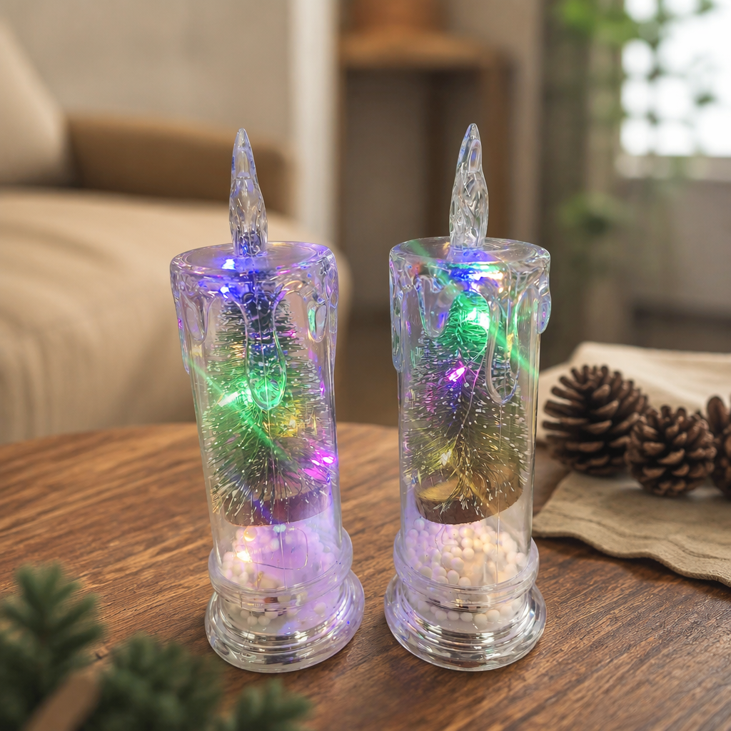 Transparent candle-shaped lighting fixtures, creative home atmosphere decoration LED table lamps details Picture
