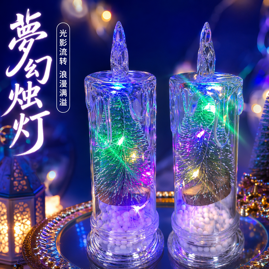 Transparent candle-shaped lighting fixtures, creative home atmosphere decoration LED table lamps Specification image