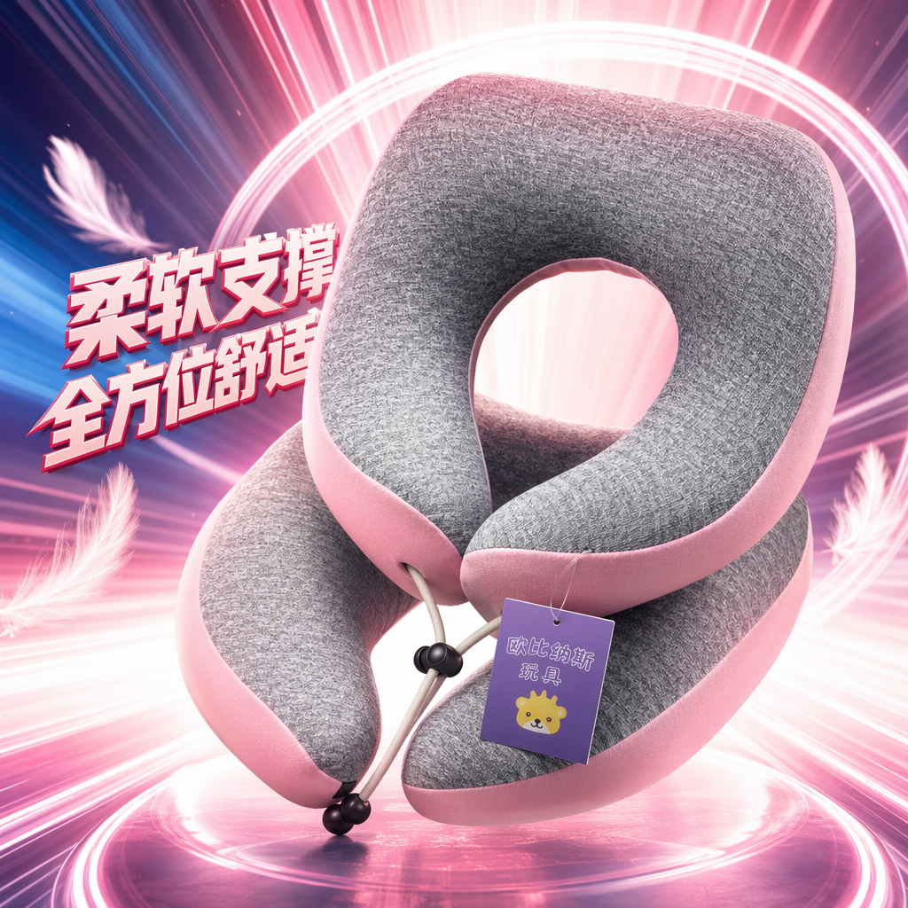 The U-shaped neck support and neck protection pillow in gray and gray pink color combination, made of memory foam, is a comfortable midday rest pillow Specification image