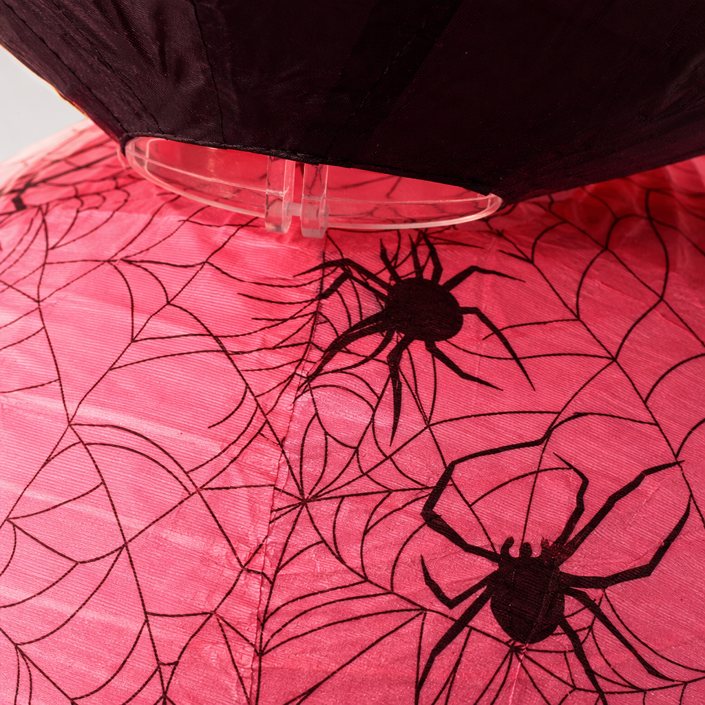 Pink spider web-like decorative lanterns, Halloween atmosphere lanterns and hanging decorations Application Scenario