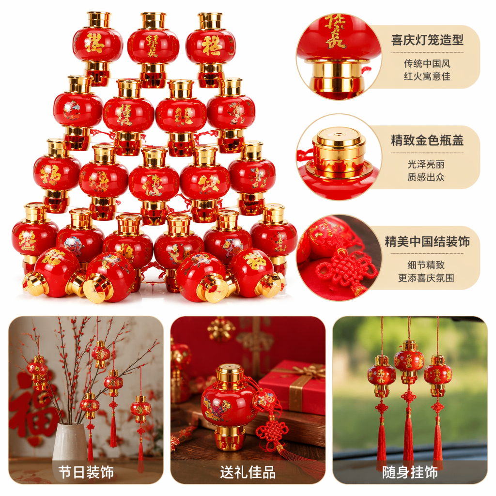 Red small lanterns are festive decorations for home hanging, creating a festive atmosphere