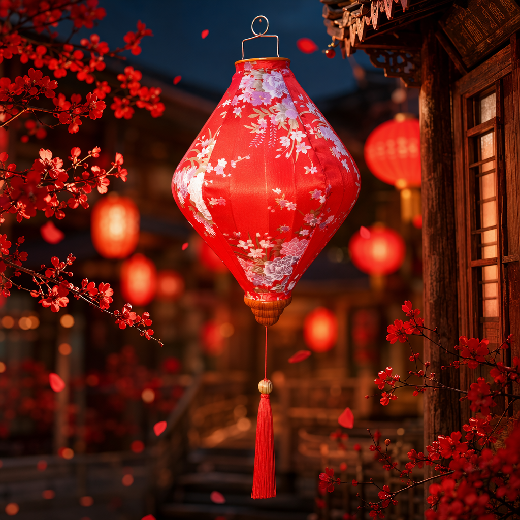 Red flower-patterned lanterns are traditional Chinese festive decorations for home hanging Specification image