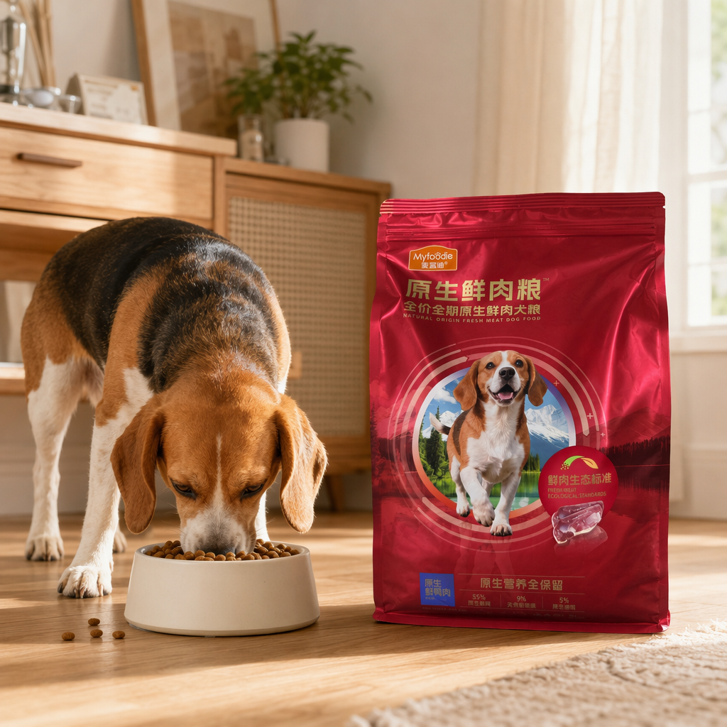 Red packaging bag dog food, specially designed nutritious and balanced dry food for pet dogs details Picture