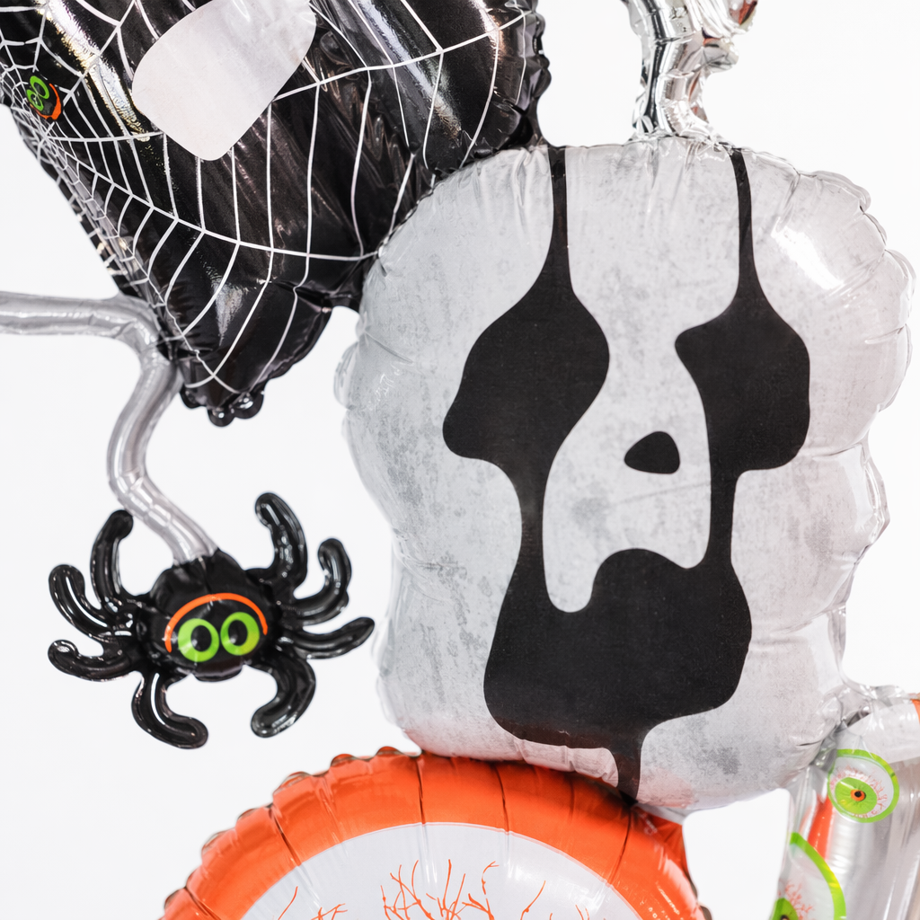 Black spider web skull, green eyes, transparent ghost spider base, balloon combination Application Scenario