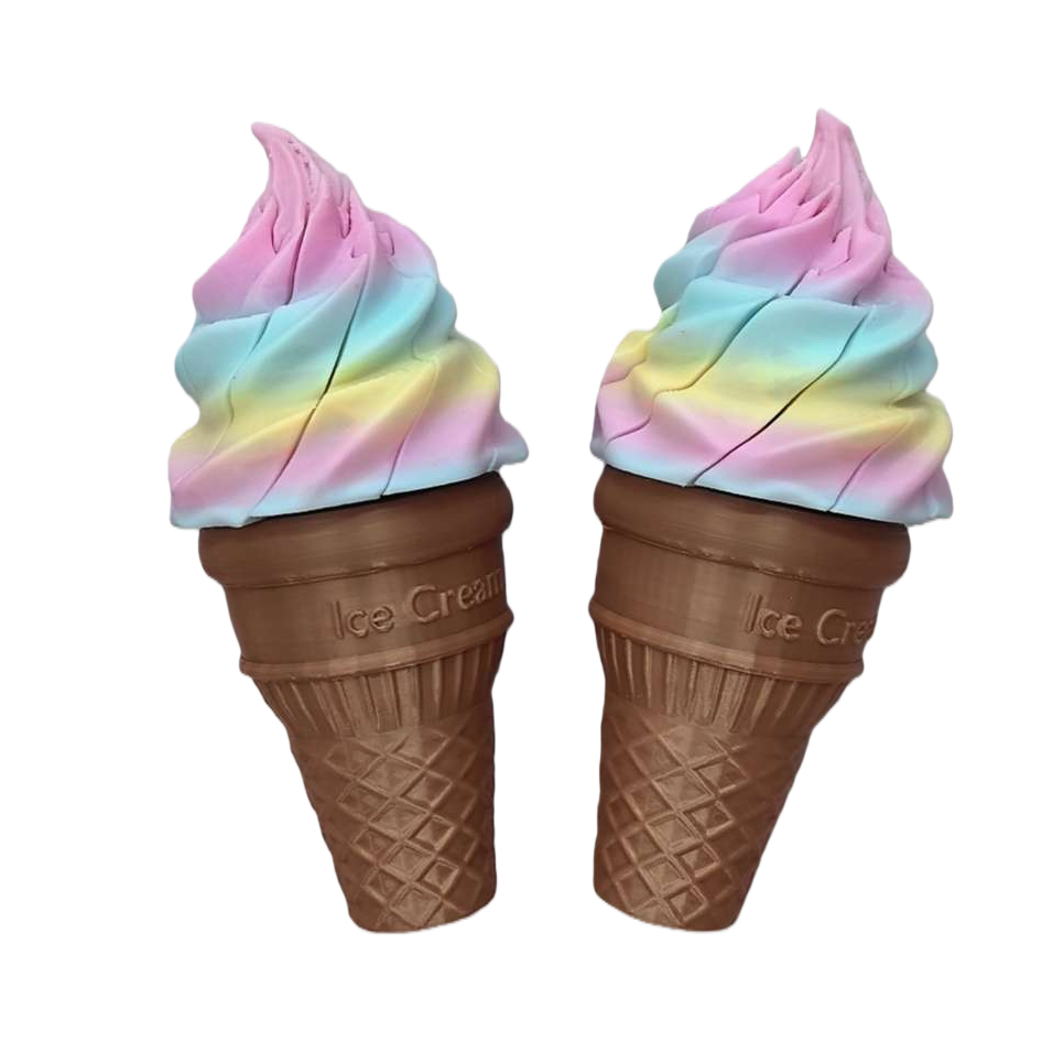 Rainbow-colored ice cream cones, creative shapes, children's snacks, summer cold drinks Item Picture