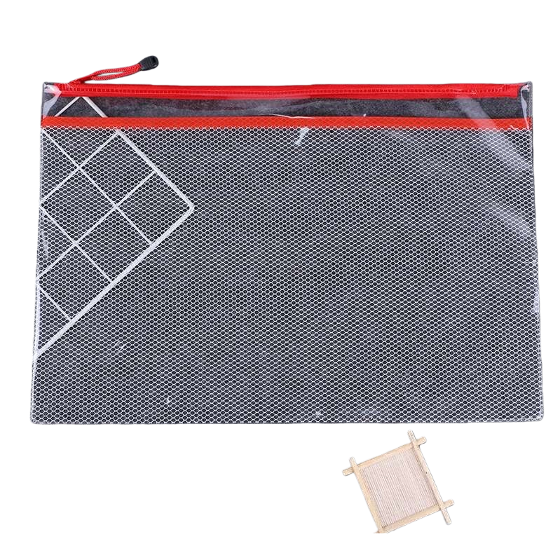 The transparent grid zipper bag, self-standing storage bag, is dust-proof, moisture-proof and reusable Item Picture