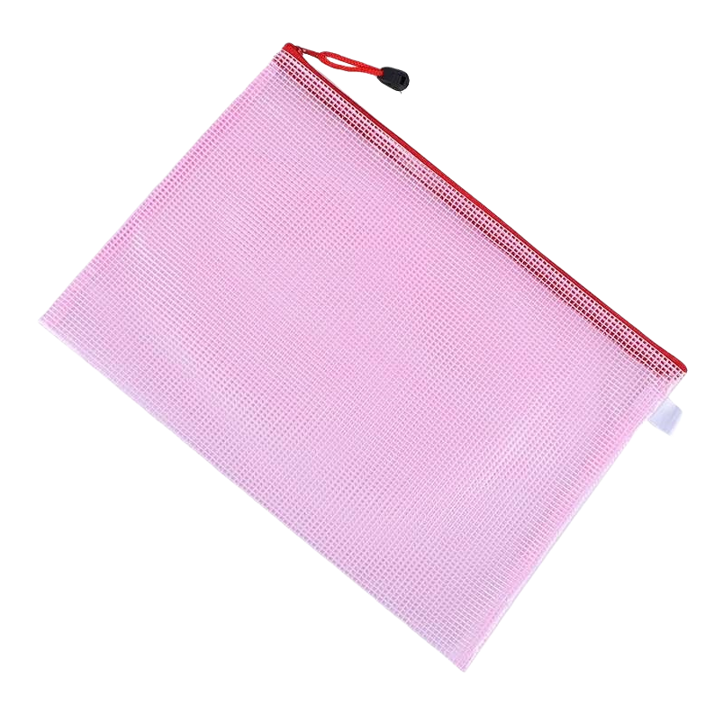 Pink grid file bag, A4 thickened waterproof office storage bag Item Picture