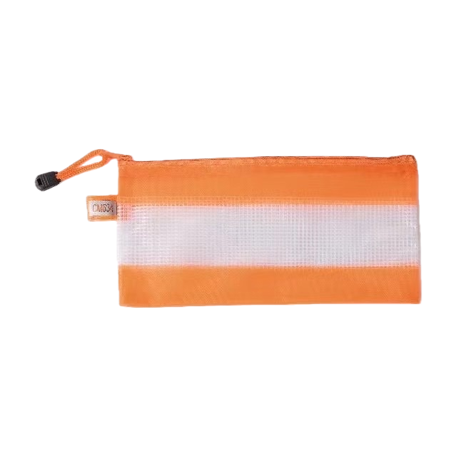 Orange and white color-matched mesh storage bag, breathable and dust-proof household organizing bag Item Picture