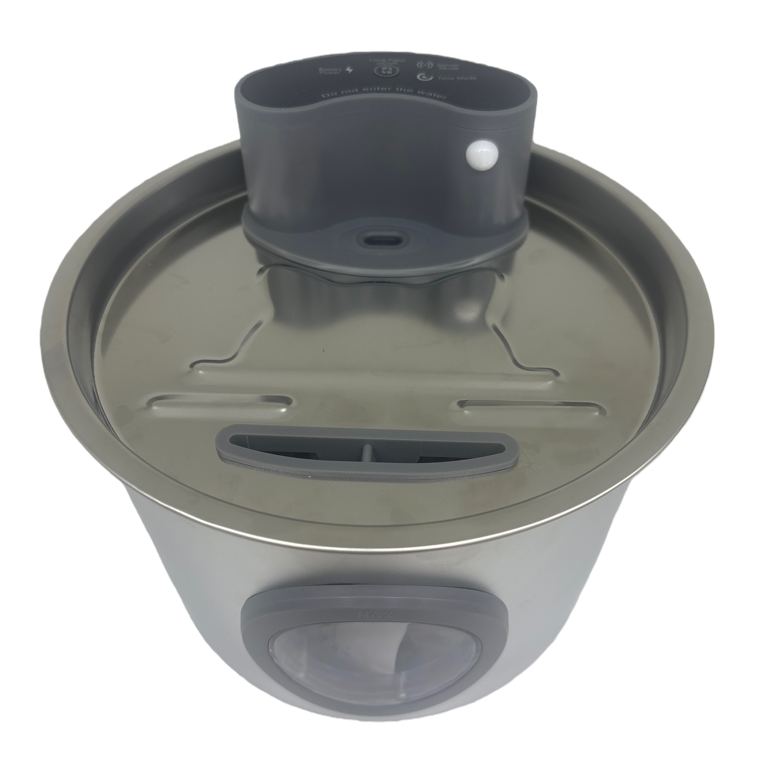 Grey circular window with infrared sensor pet water dispenser, silent circulation automatic, USB charging for cats and dogs Item Picture