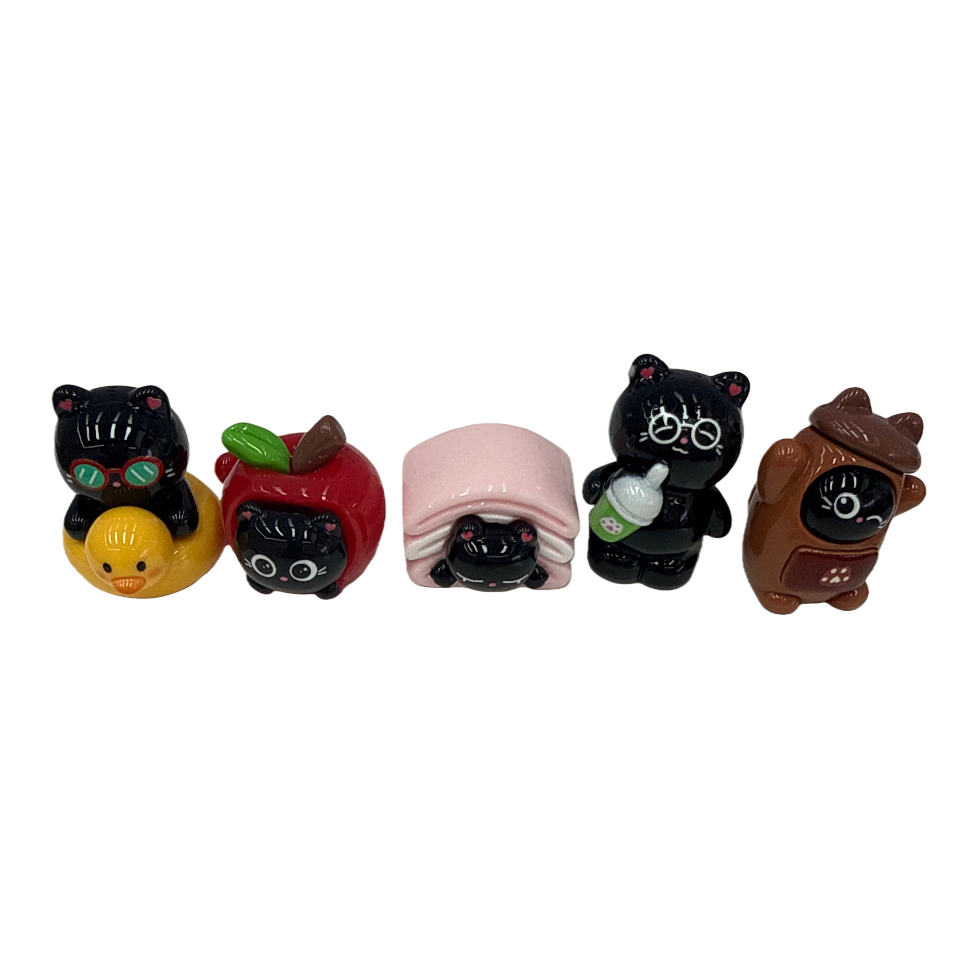 Five cartoon black cat-themed home decoration creative desktop storage items Item Picture