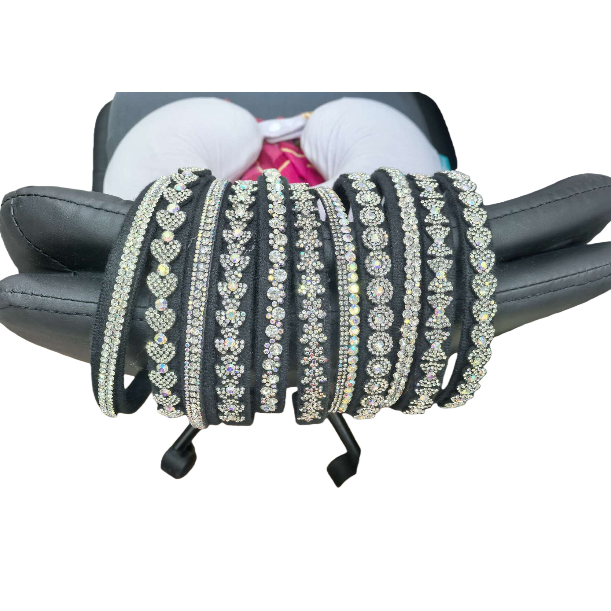 The black diamond-encrusted hairband is a fashionable and versatile headpiece for women, decorated with exquisite sequins Item Picture