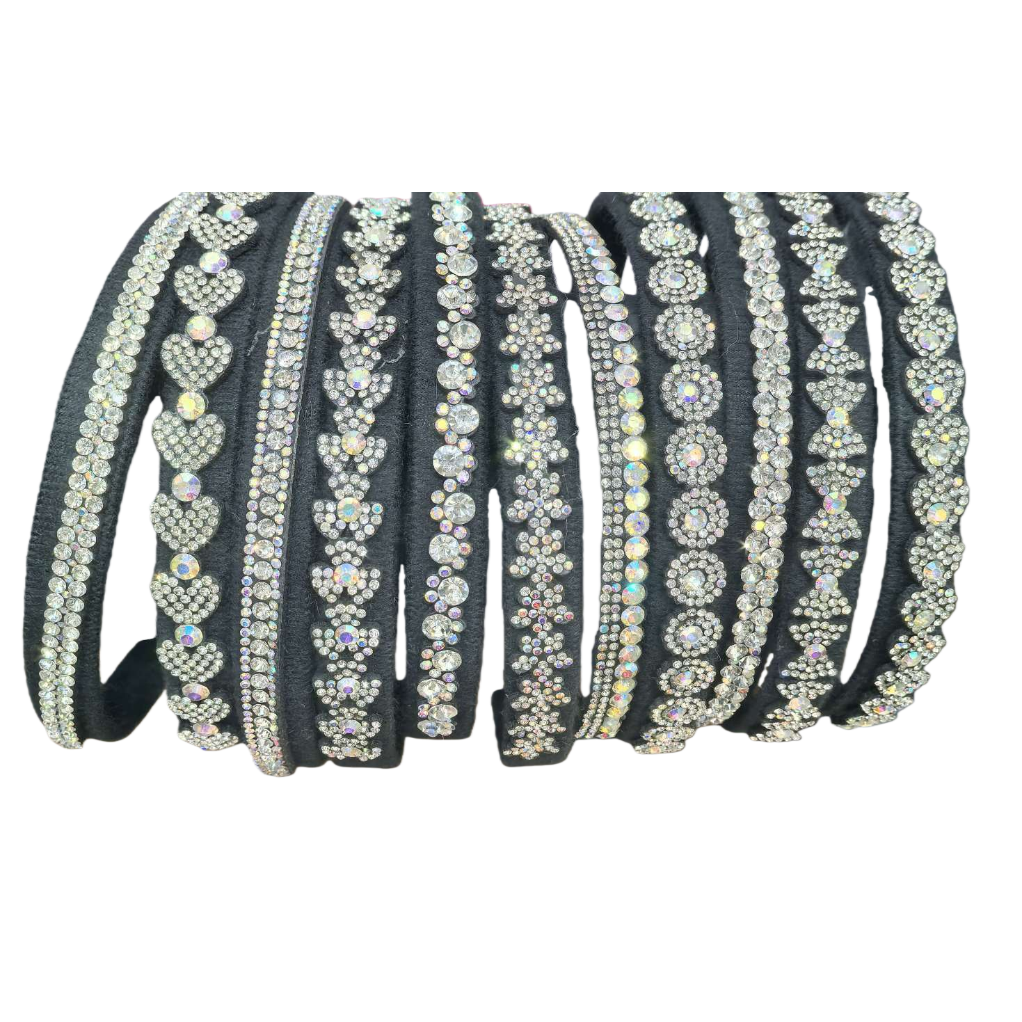 Aro de pelo negro con diamantes material de aleación de alta calidad ligero y sólido para el viaje diario para citas de uso Item Picture