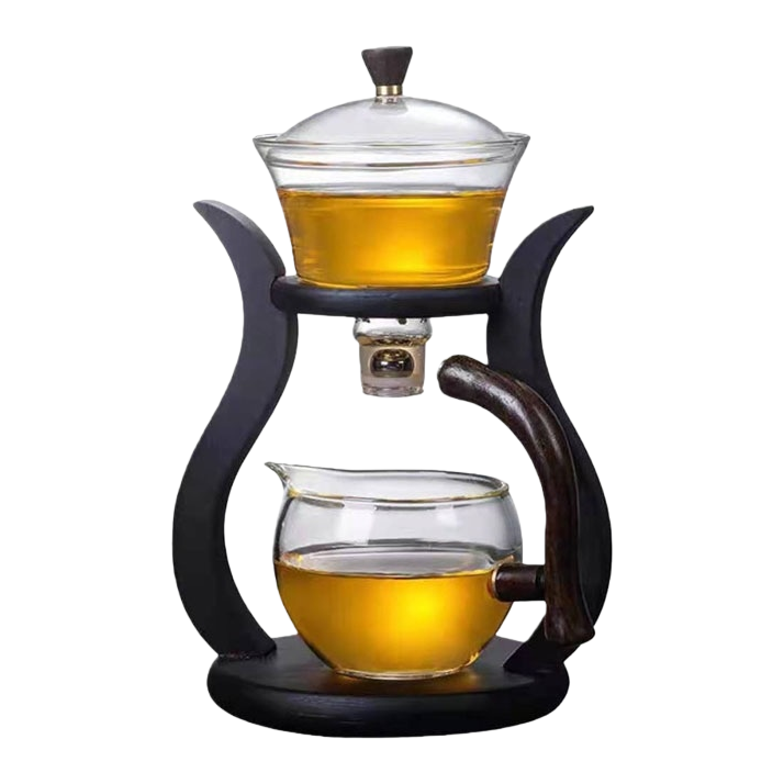 Black stand glass tea set, teapot and tea cup combination, high borosilicate heat-resistant transparent Item Picture