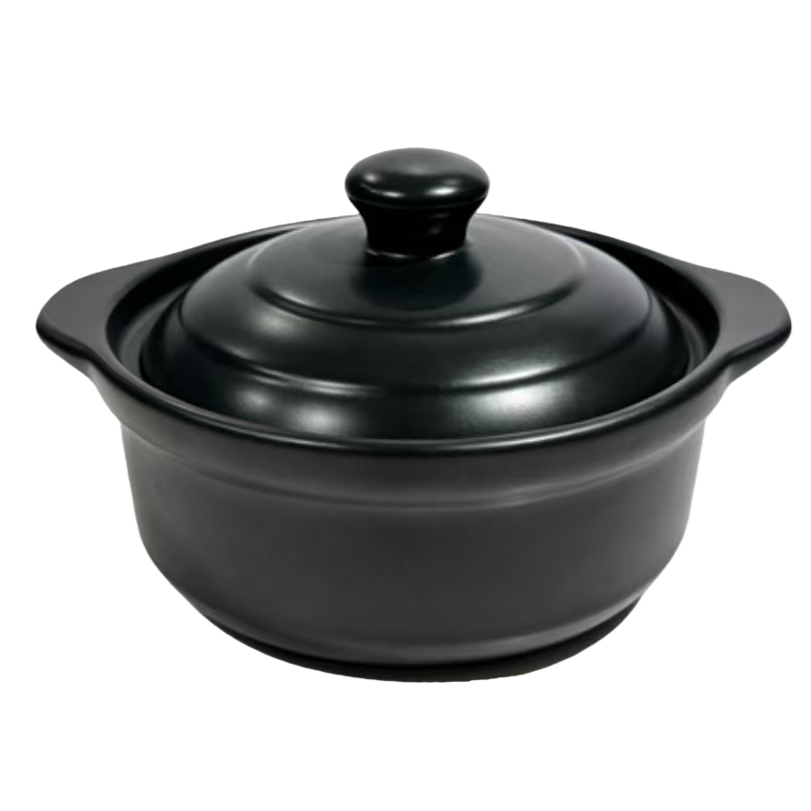 Black clay pot, household stew pot, ceramic soup pot, high-temperature resistant, uncoated stir-frying pot Item Picture
