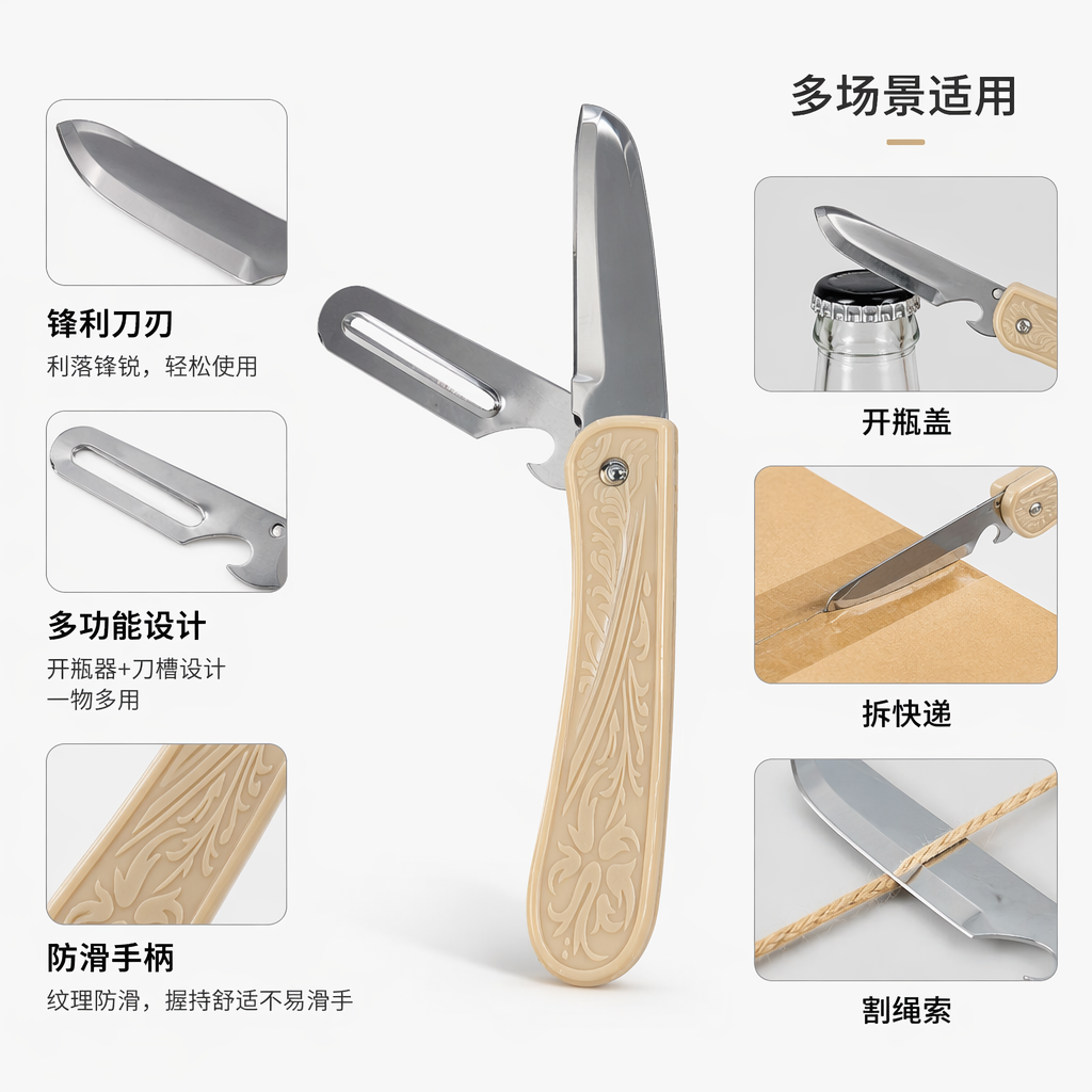 五金工具折刀 多功能便携式不锈钢折叠刀