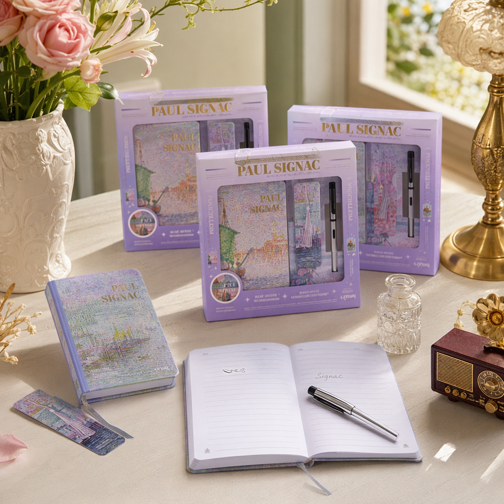 Purple gift box stationery set, creative and practical multi-piece set for student office details Picture