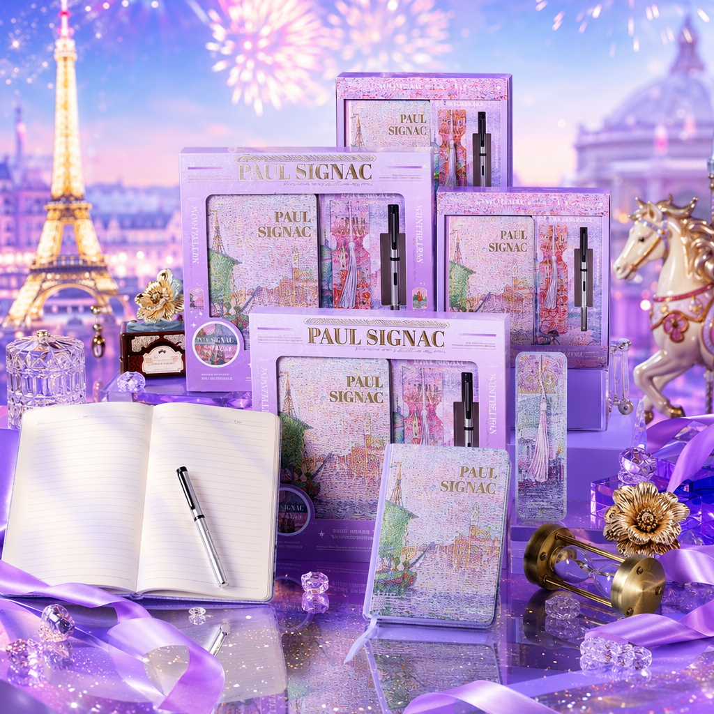 Purple gift box stationery set, creative and practical multi-piece set for student office Specification image