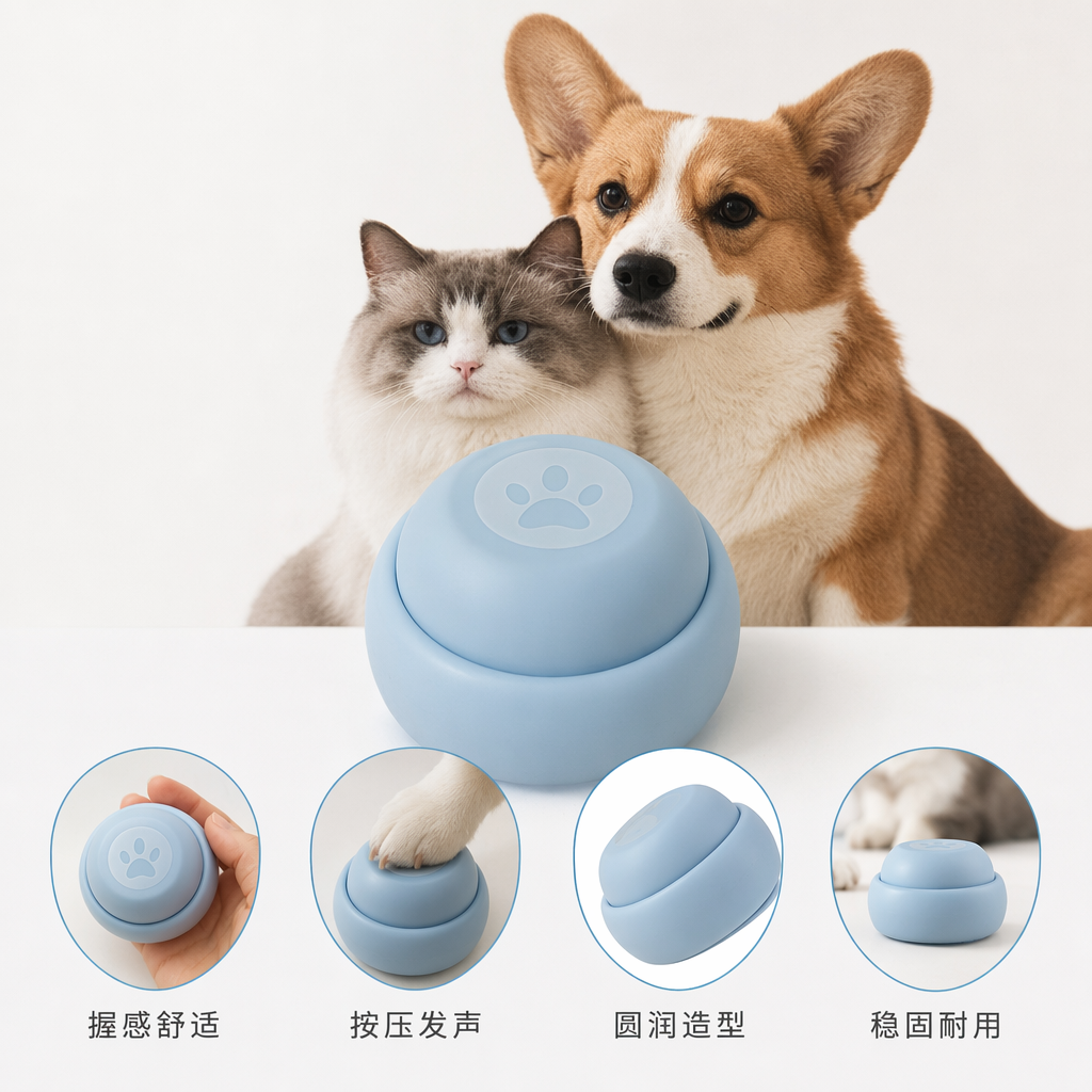 Blue, pink, white and purple four-color pet communication button educational pet products