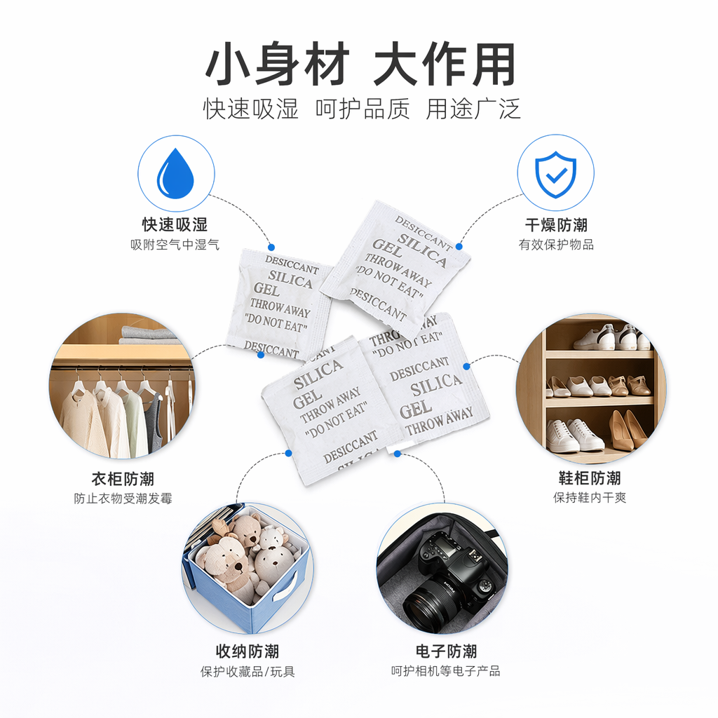 白色硅胶干燥剂小包 除湿防潮食品级家用吸湿剂