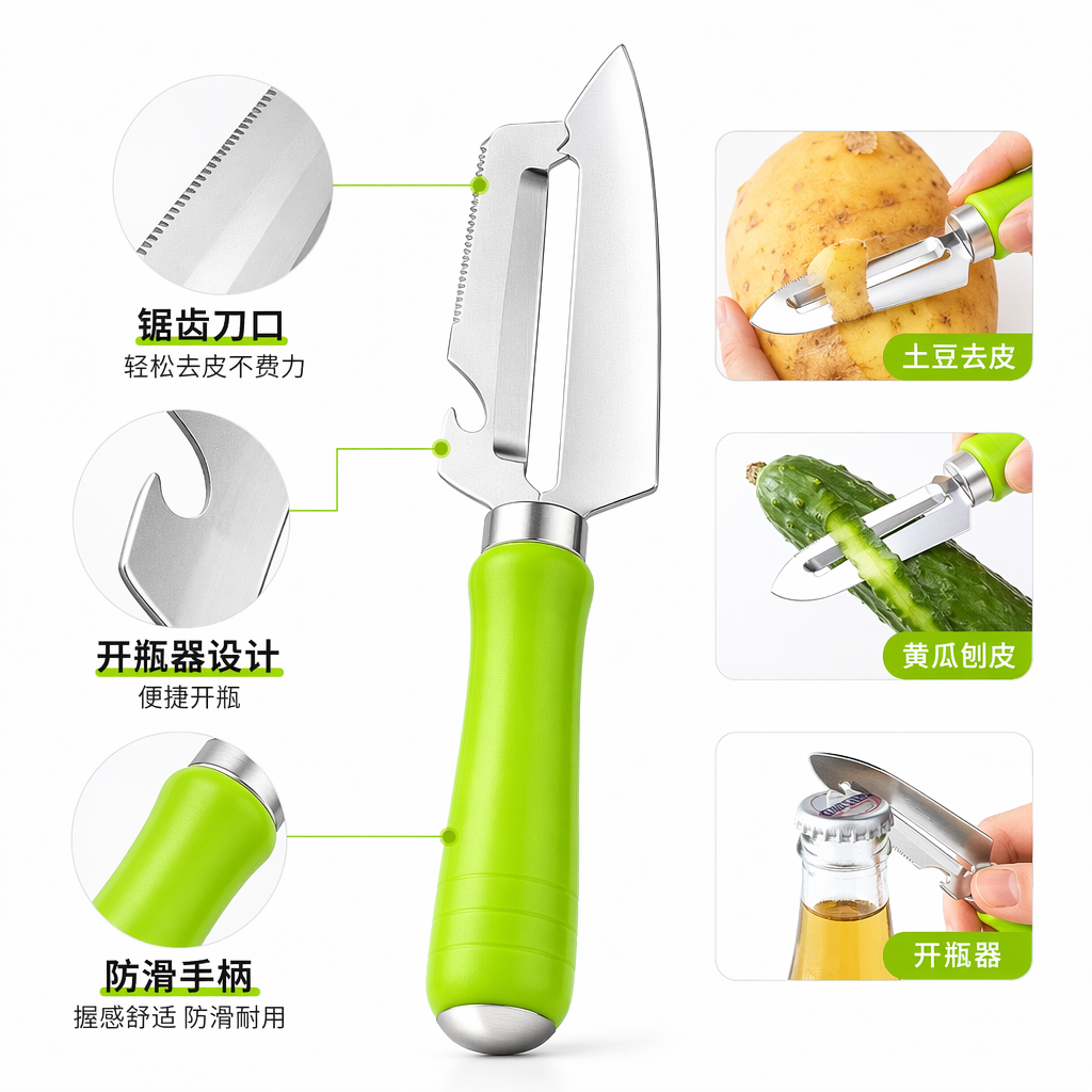 不锈钢蔬果刨丝器瓜果刀多功能厨房削皮切丝工具