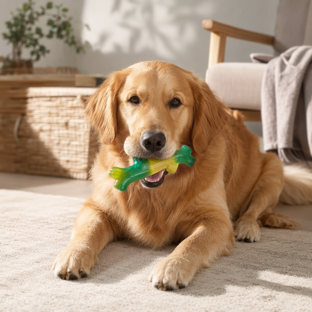 Curved branch, small jelly, gradient color, bone-shaped pet gnawing toy, durable teeth grinding, teeth cleaning, soothing and stress-relieving details Picture