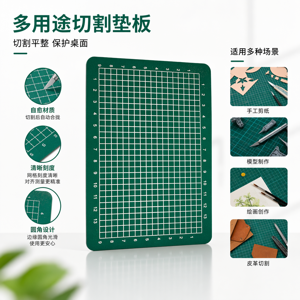 Green grid pad desk, anti-slip desktop for office use, and storage and organization pad