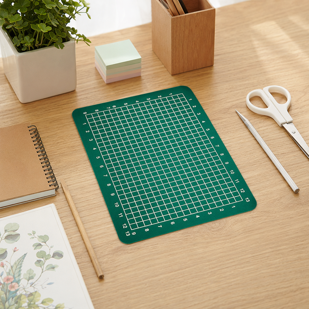 Green grid pad desk, anti-slip desktop for office use, and storage and organization pad details Picture